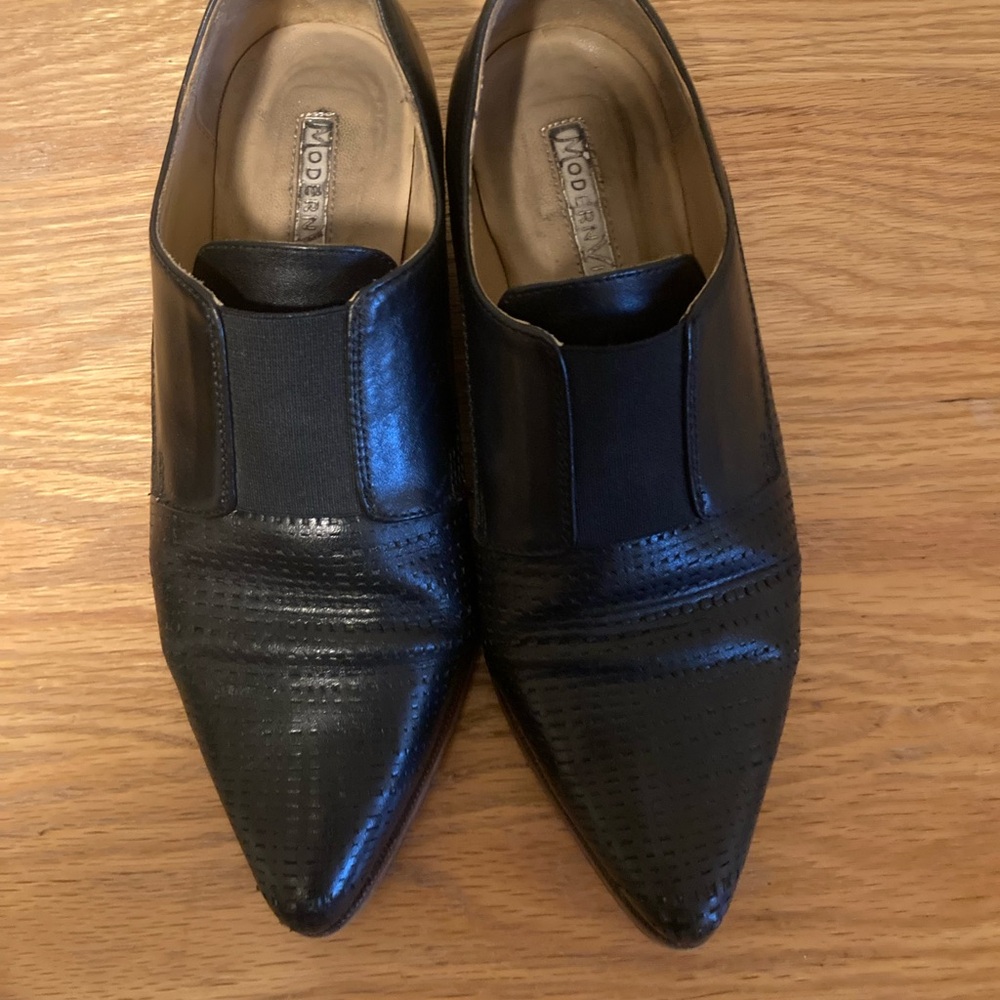 Mod Vintage black leather slip on shoes EU35